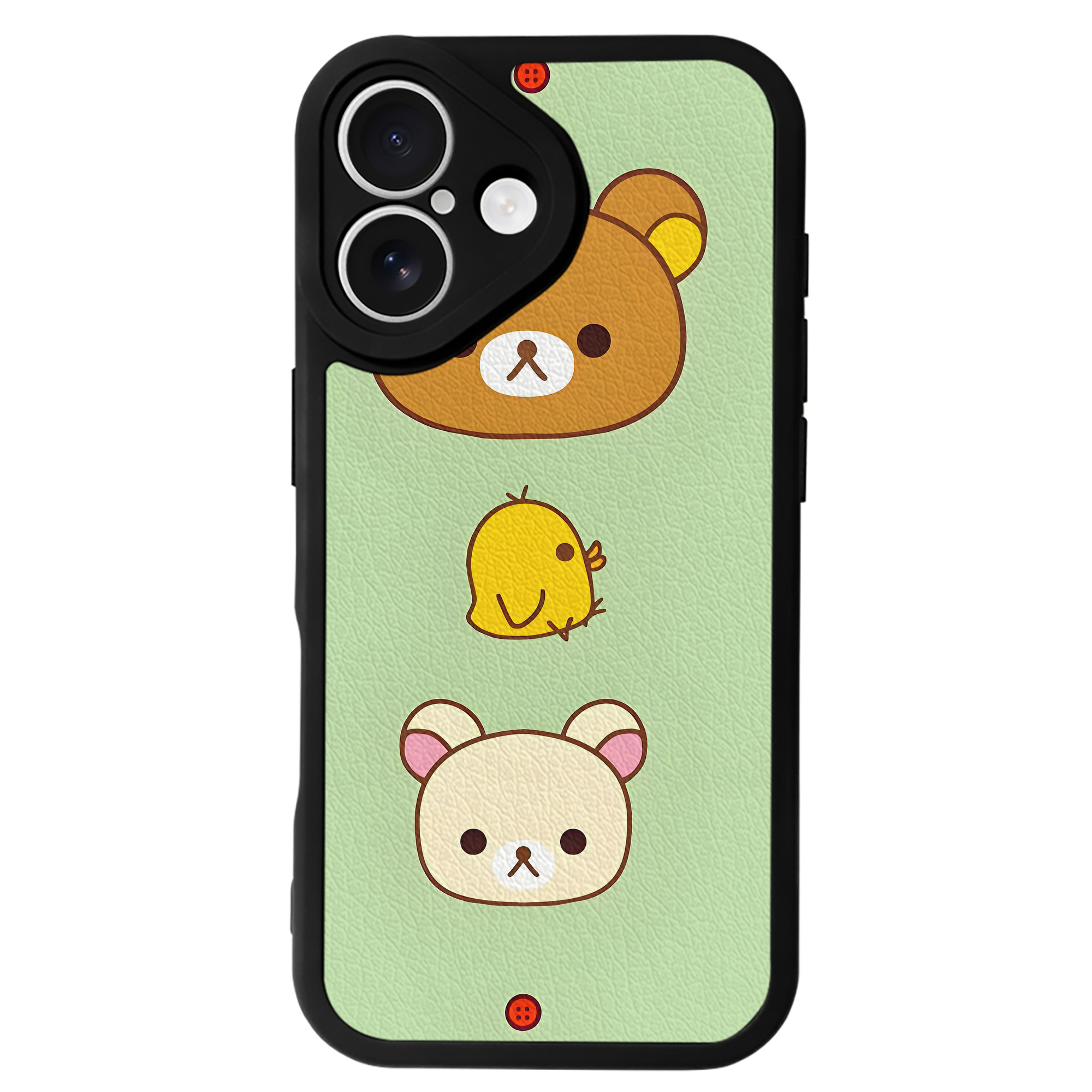 （画像用） リラックマ リラックマ キイロイトリ Rilakkuma Korilakkuma Kiiroitori 【iPhone 16シリーズ対応】シリコンスマホケース（レザー調） 材質：シリコン